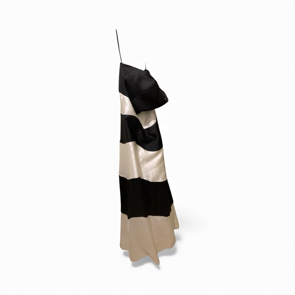 Re-Collectic Black & Cream Satin Colorblock Maxi Gown • NWT • Size 8